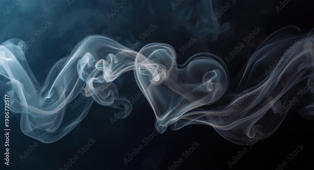 Fototapeta premium Heart shaped smoke combined with dynamic writhing gas and swirling steam overlays