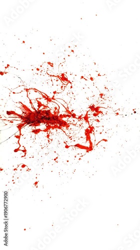 Wallpaper Mural Blood Splash in Super Slow Motion . Isolated on White Background . High-Speed Cinematic Shot of Blood Droplets Forming Abstract Stain Torontodigital.ca