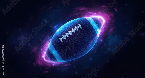 Blurred depth effect wallpaper featuring a football shape with neon trails and glittering space elements
