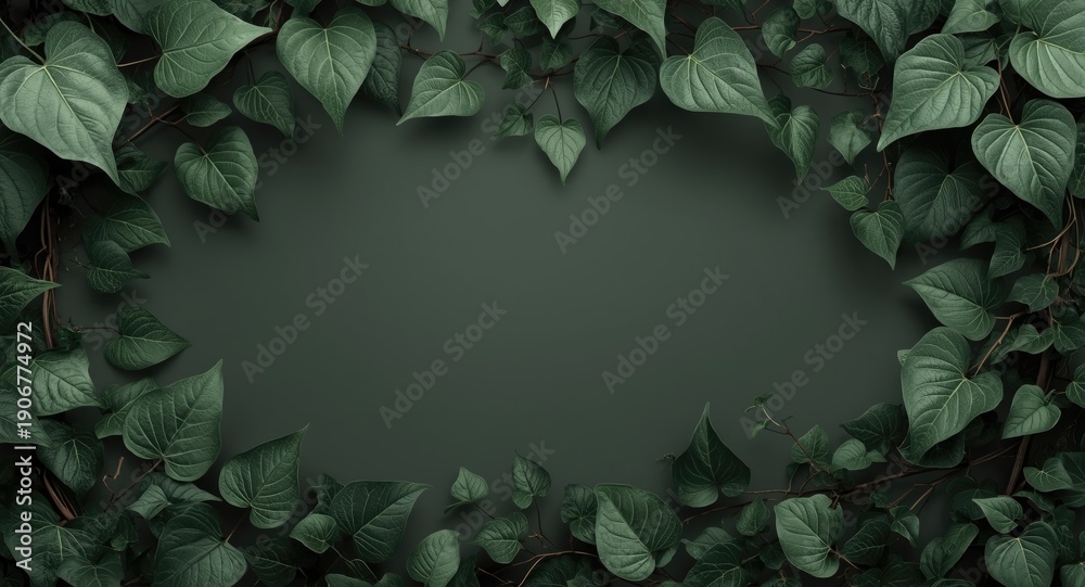 Fototapeta premium Classic ivy leaf frame template including copy space area