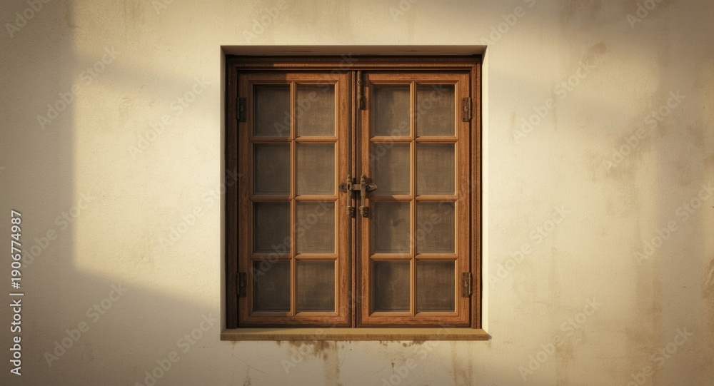 Fototapeta premium Charming window design with classic grid pattern and latch