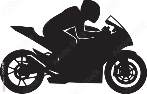 Sleek Racing Motorcycle Silhouettes for Extreme Sport and Superbike Branding