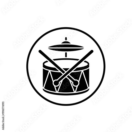 Drum and Cymbals Music Icon Percussion Instrument Minimal Vector Illustration