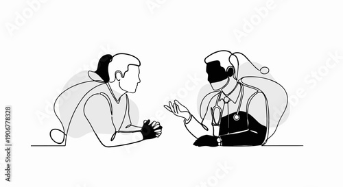 Abstract illustration of a doctor consulting a patient