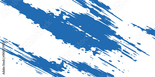 Abstract blue vector design featuring a grunge paint splash texture and ink splatter illustration on a watercolor paper background