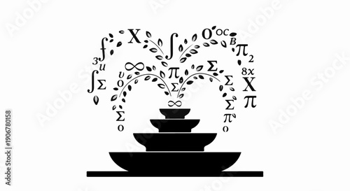 Mathematical symbols and formulas flow like water from a fountain, symbolizing the abundance of knowledge.