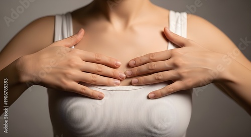 Wallpaper Mural Macro Close-up of Woman's Hands and Fingers Performing Breast Self-Examination for Cancer Awareness: Medical Health and Wellness Concept (AI Generated) Torontodigital.ca
