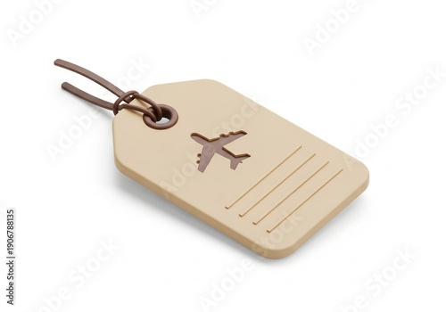leather luggage tag with airplane design.