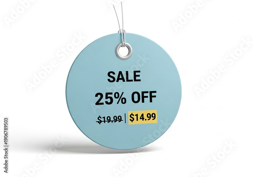 Discount tag with 25 percent off sale.