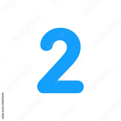 Blue Numeral Two Flat Vector Icon For Digital Interfaces