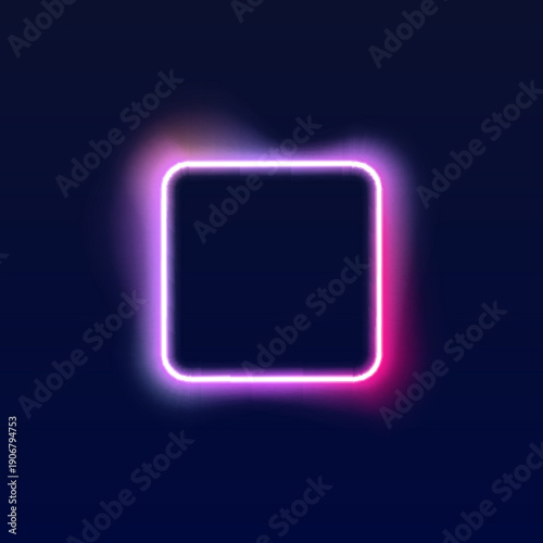 Gradient neon square frame with soft glowing edges. Perfect for digital posters, banners, and social media visuals. Futuristic vector design PNG.