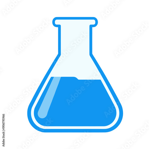 Laboratory Flask Icon With Blue Liquid Vector Graphic