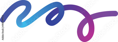 A colorful gradient logo with swirling blue and purple lines on a white background