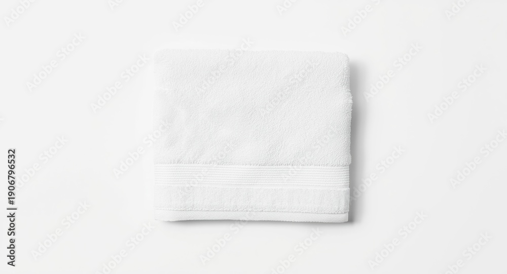 Obraz premium Flat lay top shot of a white towel set on a bright white backdrop perfect for copy space