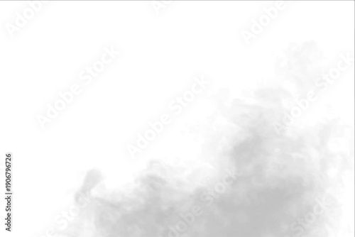 Cloud drifts beyond storm edge, thunder fading into fog and vapor haze. Gray smoke coils near mist, steam, smoky fire burning flame, shaping realistic atmospheric phenomena. PNG vector.