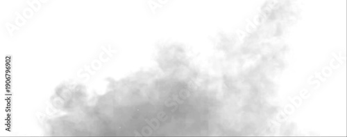 Cloud drifts beyond storm edge, thunder fading into fog and vapor haze. Gray smoke coils near mist, steam, smoky fire burning flame, shaping realistic atmospheric phenomena. PNG vector.