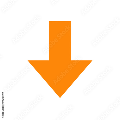 Orange Downward Arrow Icon For Navigation Or Download Action