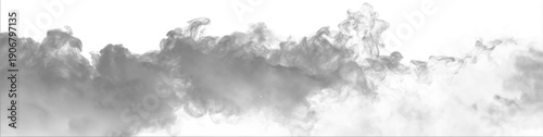 Fog breaks apart under thunder, storm shadow crossing cloud and vapor. Realistic atmospheric phenomena expand; gray smoke, mist, steam, smoky fire burning flame shift direction. PNG vector.