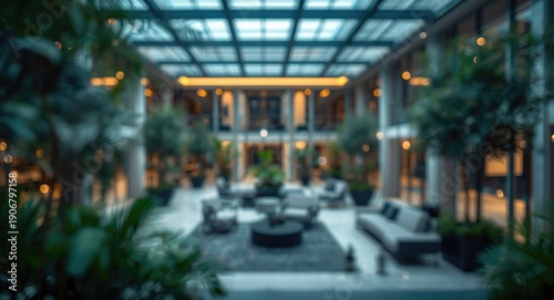 Wallpaper Mural Contemporary office atrium with cool blurred bokeh lights enhancing design backgrounds Torontodigital.ca
