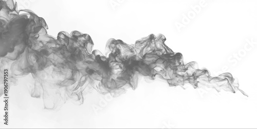 Mist drifts over white cloud, vapor twisting with storm energy. Grey smoke swirls alongside steam, smoky fire burning flame sparks. Atmospheric phenomena create realistic thunder, fog, storm textures.