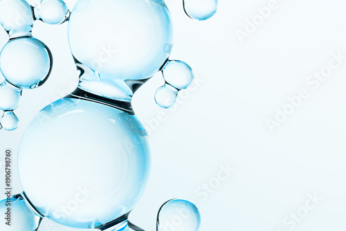 Tableau sur toile Abstract blue molecules on white background