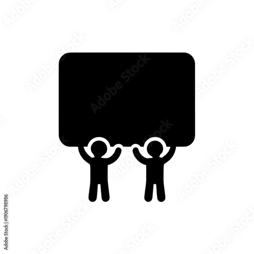 Two Figures Holding Up Blank Board Icon