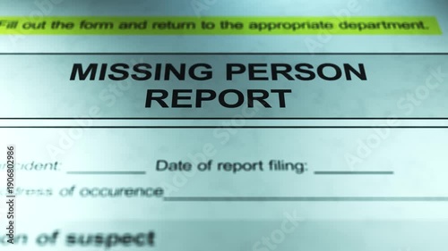 Dramatic Lighting over Generic Missing Person Report Form
