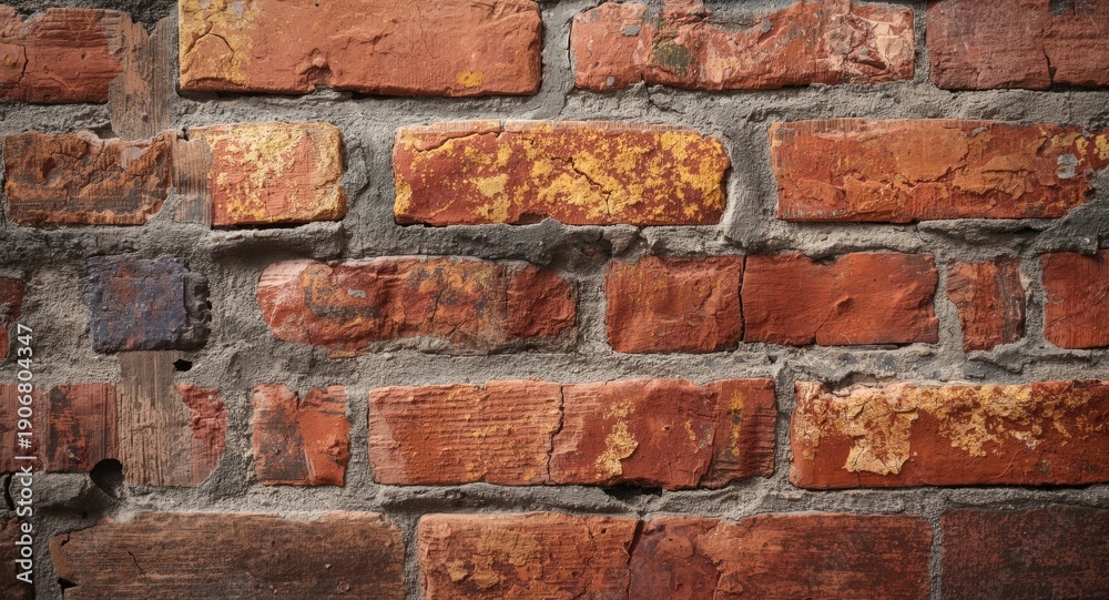 Obraz premium Grungy texture of painted brick wall surface with weathered look