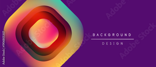 Abstract geometric design features vibrant concentric layers. Purple backdrop complements colorful circular form, creating modern visual impact.