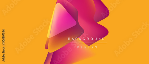 Abstract fluid shapes overlap, vibrant colors blend. Orange backdrop complements pink, purple gradients. Text reads background design.