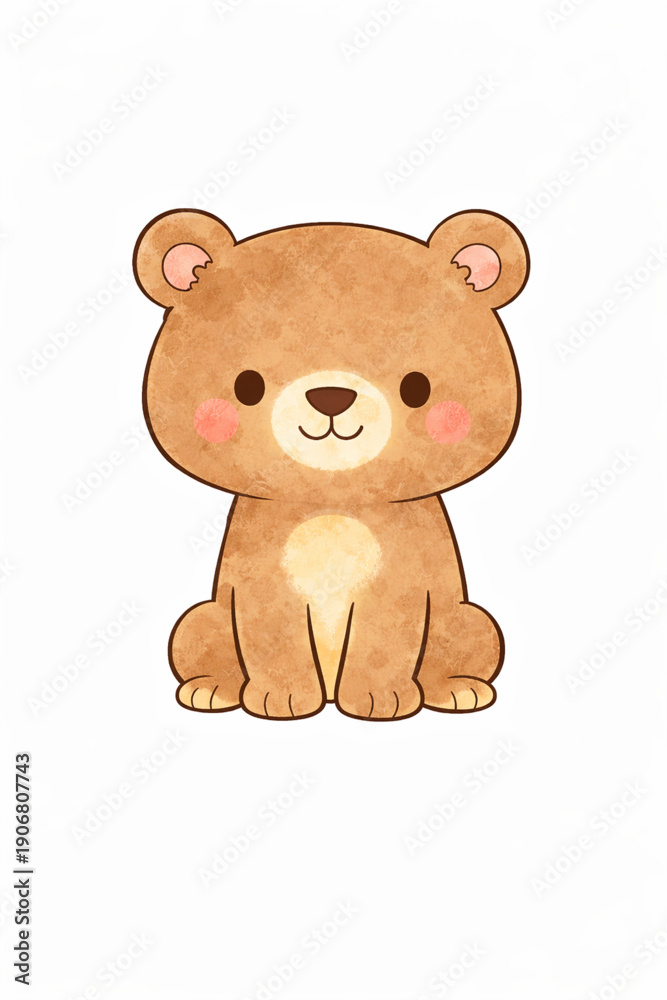 Obraz premium Vector illustration of cute pastel nursery cartoon style bear