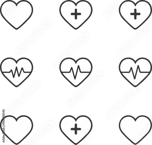 Ecg heart beat line. heart beat sinus rhythm line. Healthcare medical hospital logo. Vector illustration icon. Isolated on white background
