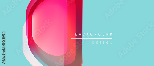 Abstract geometric shapes overlap, creating vibrant color gradients on light blue backdrop. Modern design element.