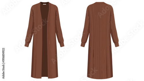 Stylish long brown open-front cardigan for women providing versatile layering and ultimate comfort in contemporary fashion perfect for autumn and