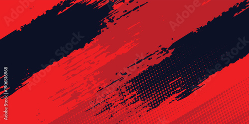 Black and red abstract grunge background with halftone style modern arts sport background abstract