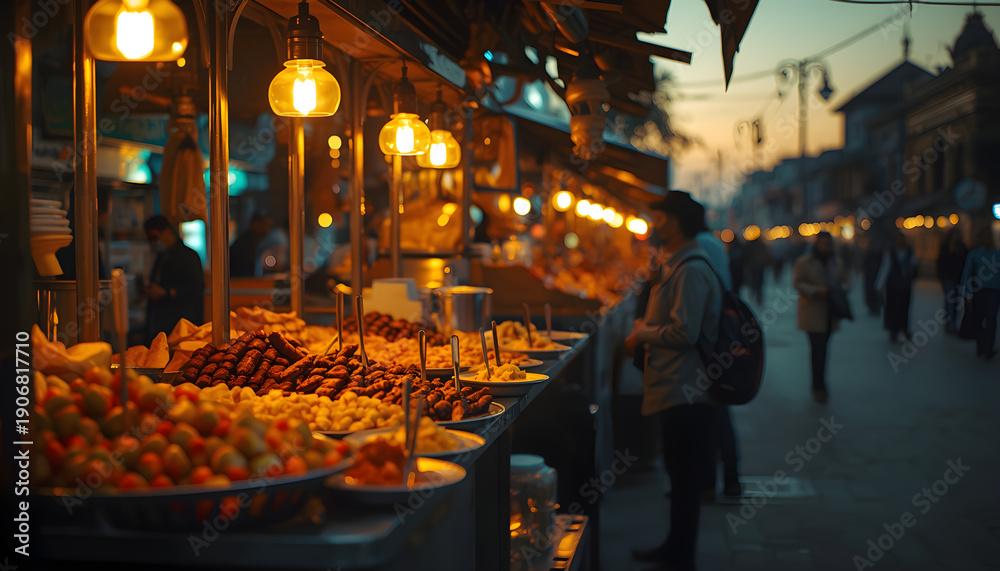 Naklejka premium High-quality Ramadan 2026 visual concept featuring Islamic elements such as mosques, crescent moon, lanterns, prayer moments, iftar gatherings, and spiritual night atmosphere. Designed with a peaceful