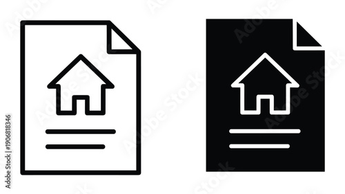 Document or Contract Symbol with House Icon