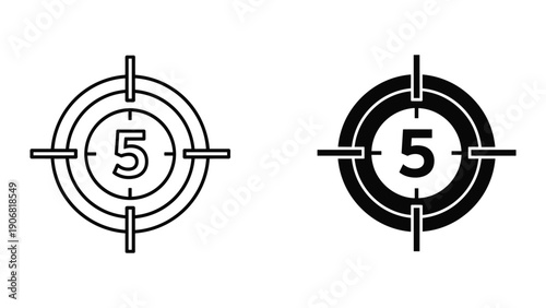 Target icon with number five inside