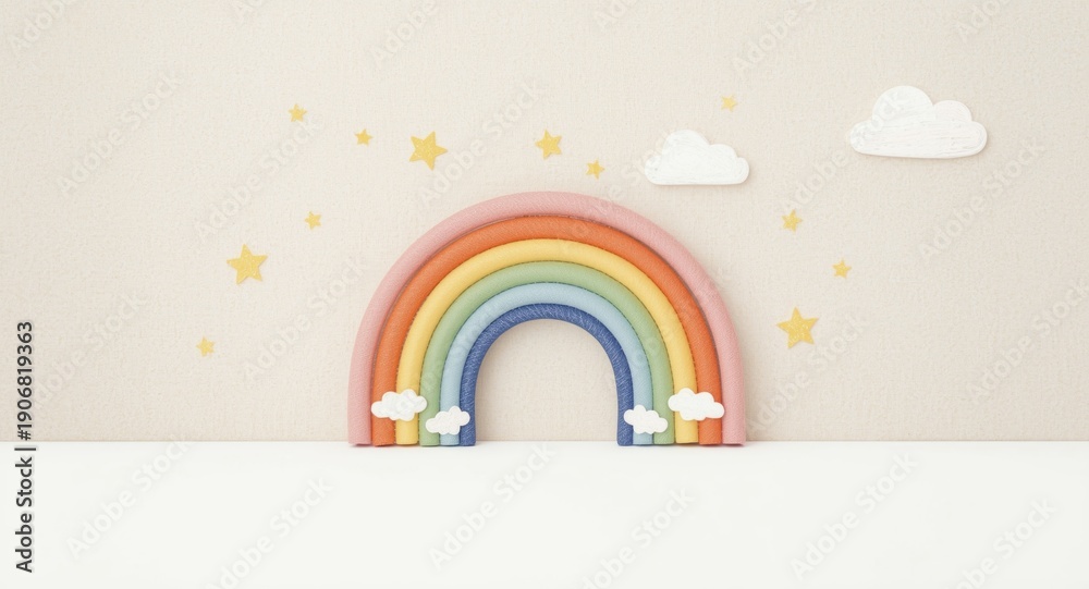 Fototapeta premium Decorative Scandinavian rainbow artwork suitable for children's prints