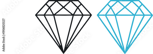 Minimalist Diamond Outlines in Black and Blue Line Art