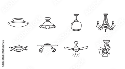 Collection of Ceiling Lights and Fixtures Icons