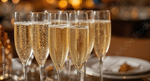 Champagne flutes sparkling brightly during joyous holiday occasion