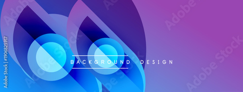 Abstract gradients form overlapping circles. Purple, blue hues dominate design. Text reads background design. Modern, vibrant aesthetic.