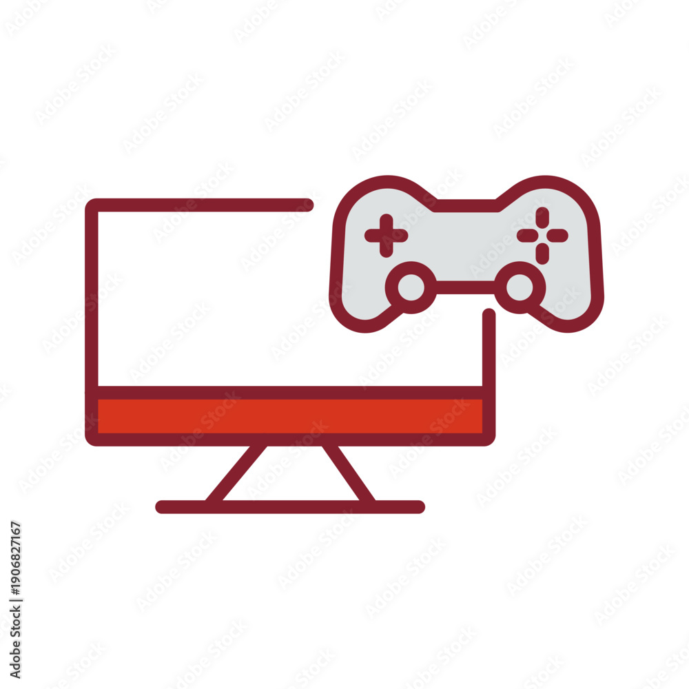 Naklejka premium Gaming Monitor Icon Design