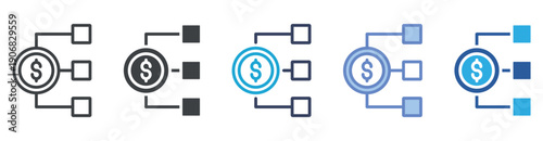 Budget icon set multiple style collection