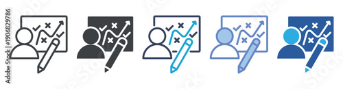 Planning icon set multiple style collection