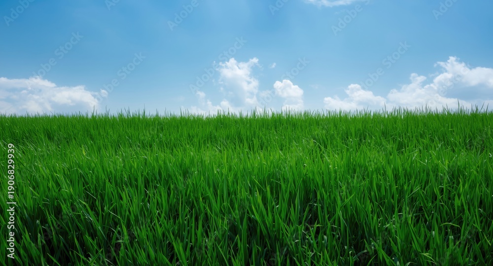 Obraz premium Elevated aerial shot of lush thick green hair grass layer