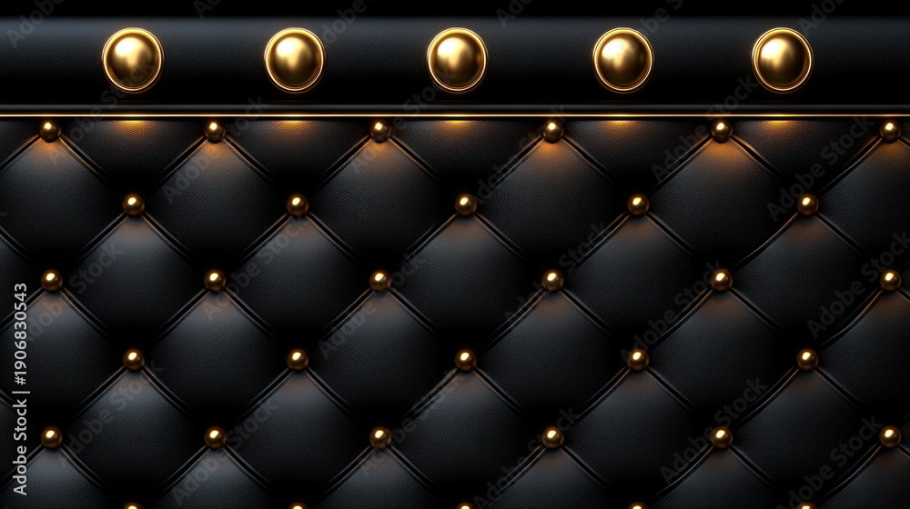 Fototapeta premium Cushioned, dark backdrop with elegant buttoned design