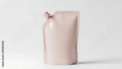 Blank pastel pink liquid soap refill pouch packaging isolated on white background for cosmetic product branding, eco-friendly recycling, and hygiene concepts