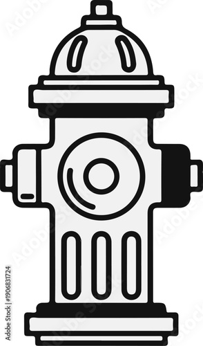 A simplified, stylized illustration of a fire hydrant in black and white